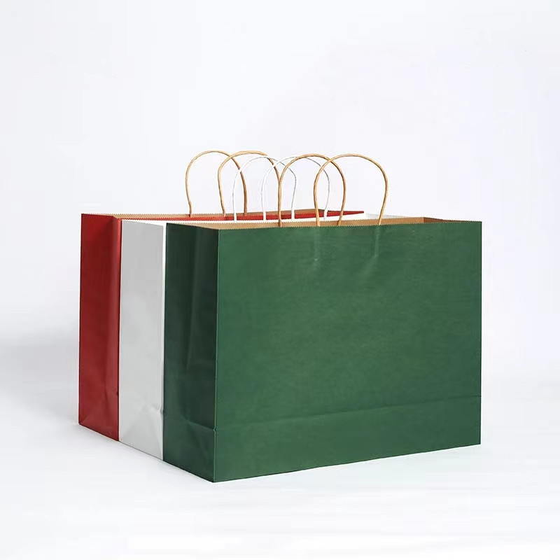 Bright colored matte shopping Kraft paper bag