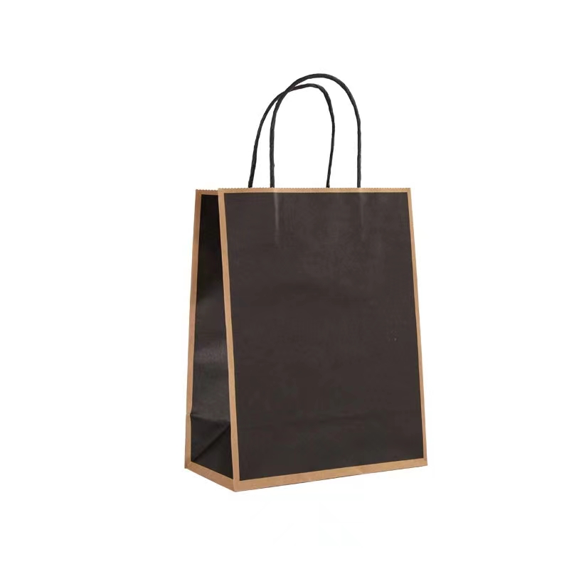 Luxury stripe printed kraft paper gift bag with handles