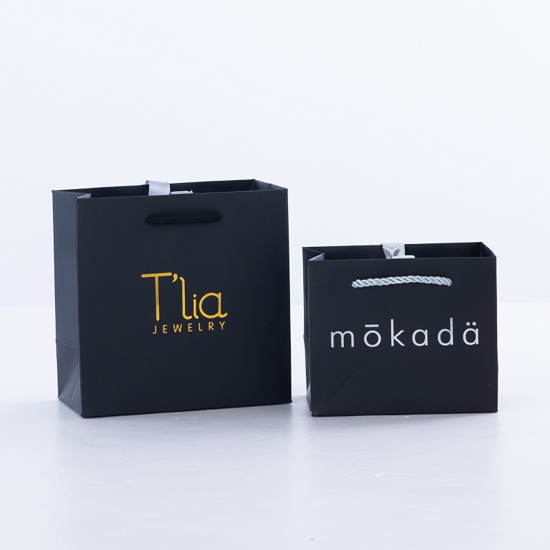 Custom Printed Logo Luxury Matt Peach Shopping Paper Gift Bags Jewelry Packaging With Ribbon Handle